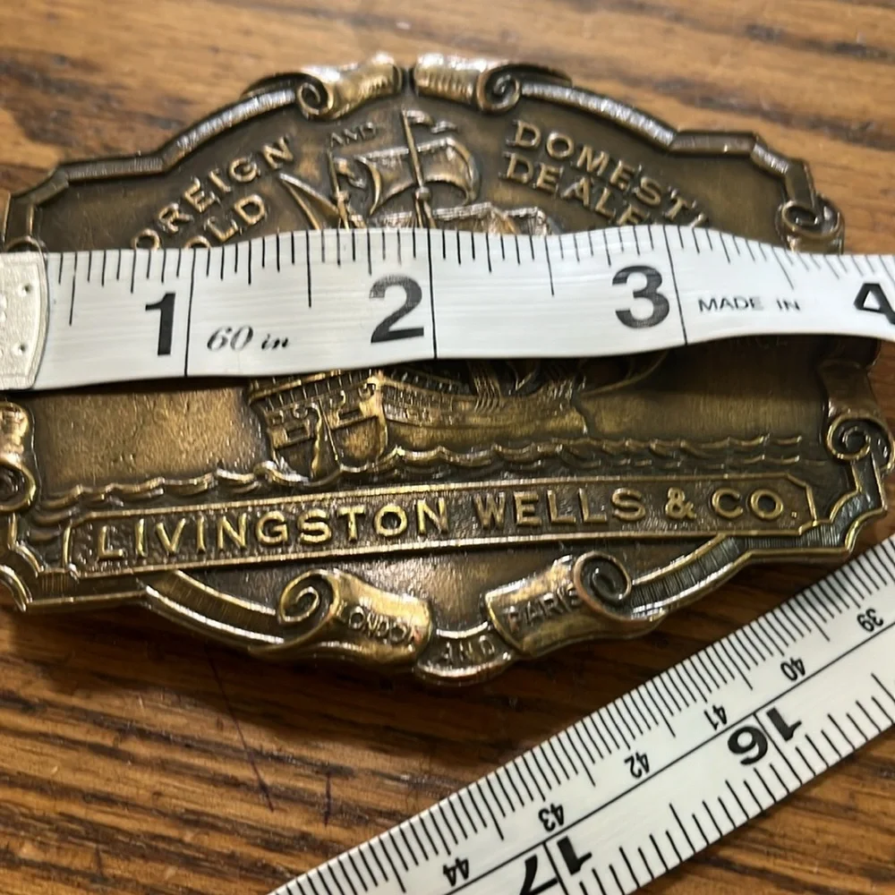 Livingston Wells & co big brass belt buckle